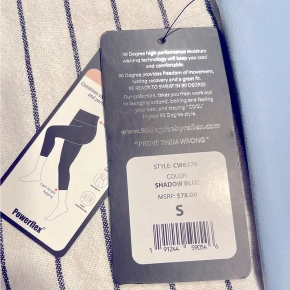90 Degree by Reflex Lux Collection Capri Leggings Shadow Blue Size Small NWT - Picture 5 of 5